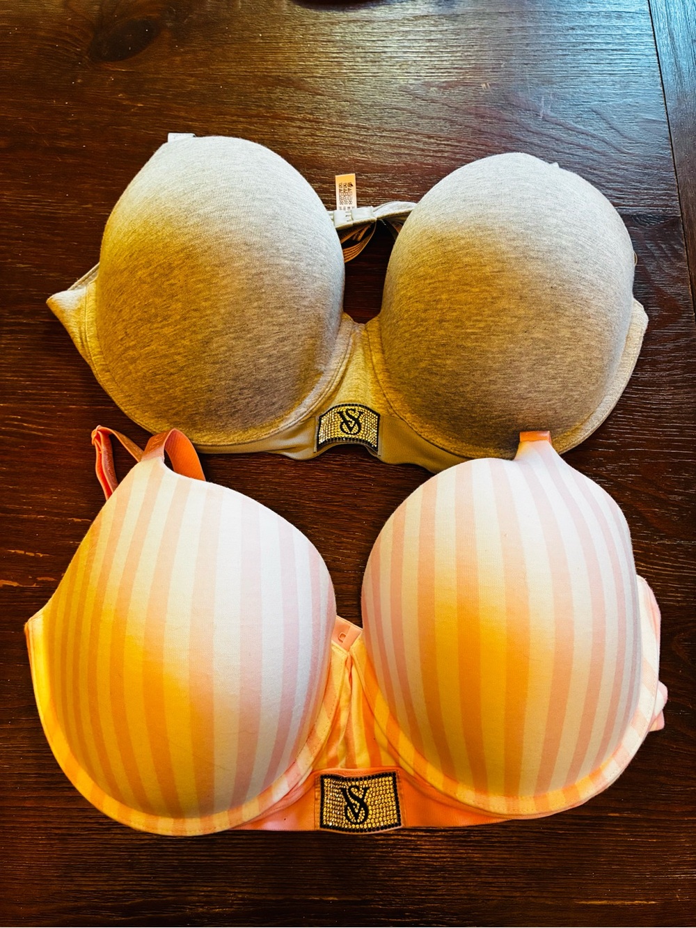 Victoria’s Secret bras rhinestone bling Y2K pink gray 40DD glam bundle of 2
